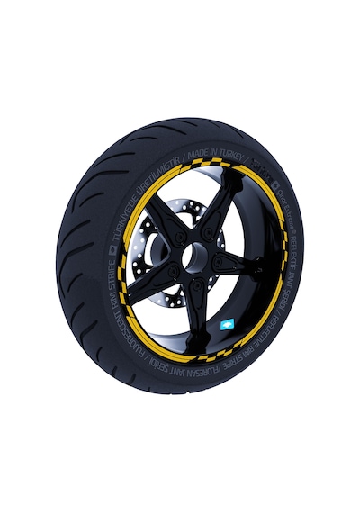 Moto GP Yarış Bayraklı Yaldızlı Gold Jant Şeridi Sticker Çınar Extreme