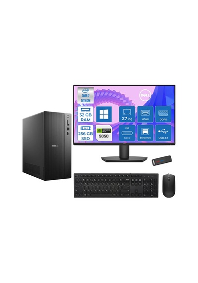 Dell Tower ECT1250 RPLS-R-007P11-27 i7-14700 32 GB 256 GB SSD RTX5050 27" W11P Masaüstü Bilgisayar + USB Bellek
