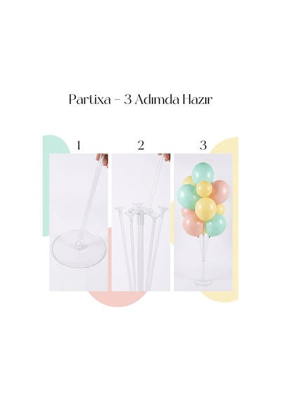 7 Li Şeffaf Balon Standı 70 Cm Masa Üstü Balon Tutucu