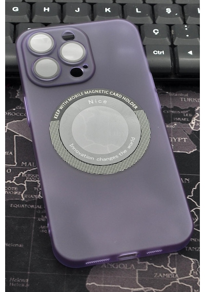 Apple Uyumlu iPhone 13 Pro Max Uyumlu Mor Renkli Yarı Şeffaf İnce Sert Kapak Kılıf Kamera Lens Korumalı Mor -