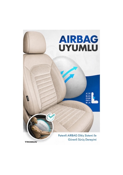 Citroen Nemo 2008-2014 Ortopedik Tay Tüyü Koltuk Kılıfı Prestige Line Krem