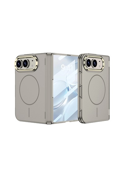 Apple iPhone Uyumlu  Uyumlu Duo Kılıf M-safe Şarj Özellikli Zore Kıpta Kpt-14 Sert Pc Kapak Titanyum