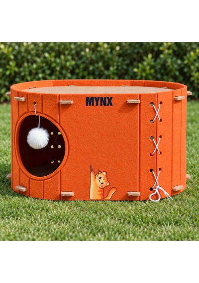 Mynx Tek Katlı Keçe Kedi Evi Turuncu