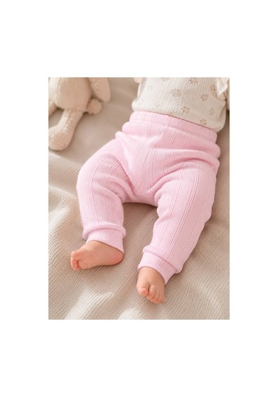 H&c Coolboy H&c %100 Pamuk Ajurlu Bebek Tek Alt Pantolon 0-36 Ay Yumuşak Dokulu Esnek Bel Pembe