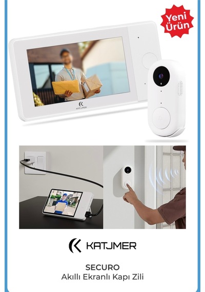 Diğer - Beyaz - Kameralı Kapı Zili Megafon Canlı Video Görüntülü Zil