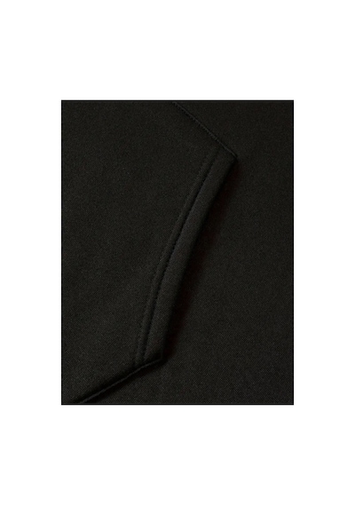 Medinenur Fermuar Desenli Kedili Kapüşonlu Oversize Sweatshirt Siyah