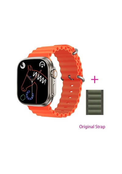 GS8 Watch 8 Ultra Akıllı Saat Turuncu Watch 2.02 Inc Yeşil Silikon Kordon Hediye (İthalatçı Garantili)