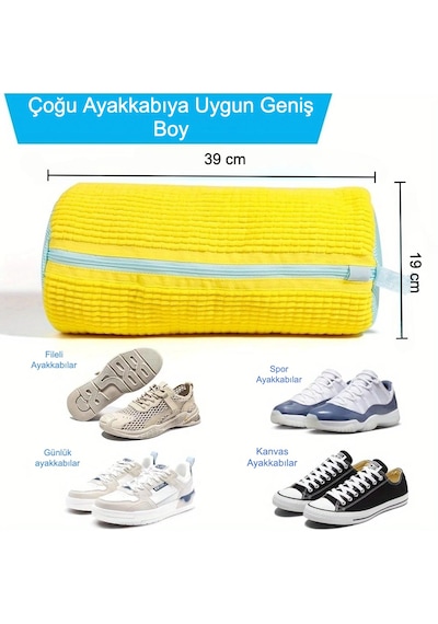 Fermuarlı Çok Amaçlı Yıkama Torbası Ayakkabı, Oyuncak Ve Hassas Kıyafet İçin Çamaşır Makinesi Koruyucu File Sarı