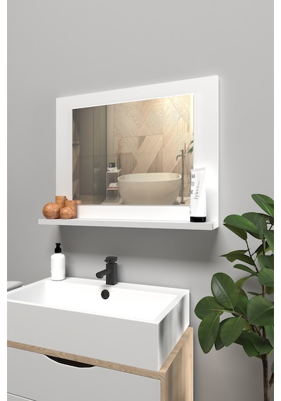 Raflı Banyo Aynası, Lavabo Ve Wc Aynası, Dresuar , Koridor , Mutfak , Makyaj Modern Duvar Tipi Ayna Beyaz