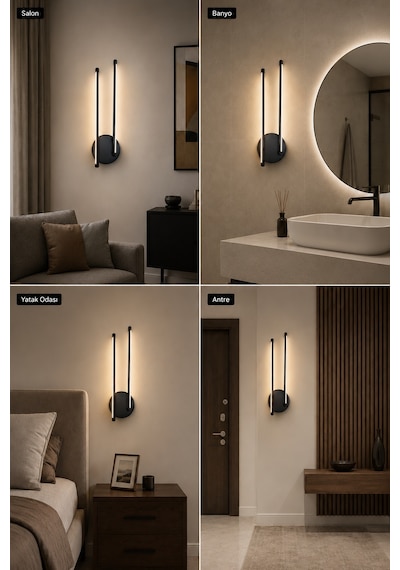 AvizeGO Oris Modern Led Duvar Apliği Günışığı Siyah