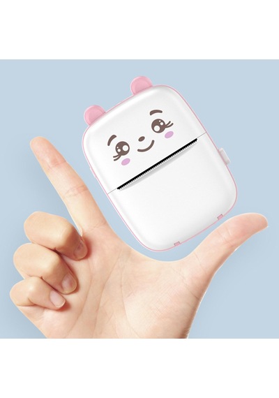 Homyl Mini Cep Yazıcısı Termal Yazıcı Etiketler Pembe-beyaz
