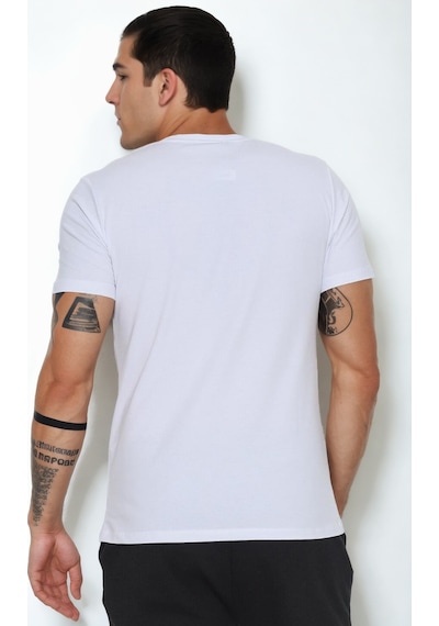 T9569 Dewberry Bisiklet Yaka Erkek T-shırt-beyaz