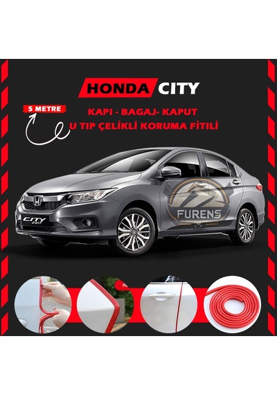 Honda City Oto Araç Kapı Koruma Fitili 5metre Parlak Kırmızı Renk