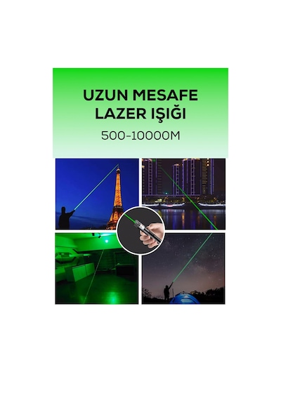 Turbo X Yeşil Şarjlı Lazer Pil Anahtar - Uzun Menzilli, Güçlü Ve Çoklu Işık Efektli Er Siyah