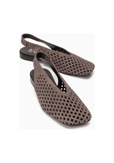 Luvishoes Delızıa Vizon Süet Hakiki Deri Önü Kapalı Lazer Kesim Kadın Sandalet