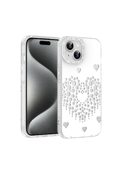 Apple iPhone Uyumlu 14 Kılıf Damla Taşlı Zore Rivas Sert Pc Kapak - Beyaz