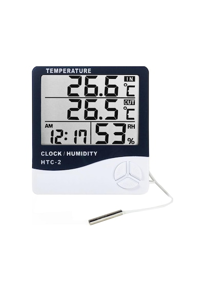 Htc-2 Problu İç / Dış Ortam Termometresi . Nem Ölçer ve Saat