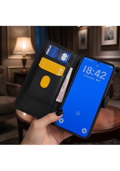 Apple Uyumlu iPhone 13 Kılıf Kapaklı Ve Cüzdanlı Stand Olabilen Deri Kılıf
