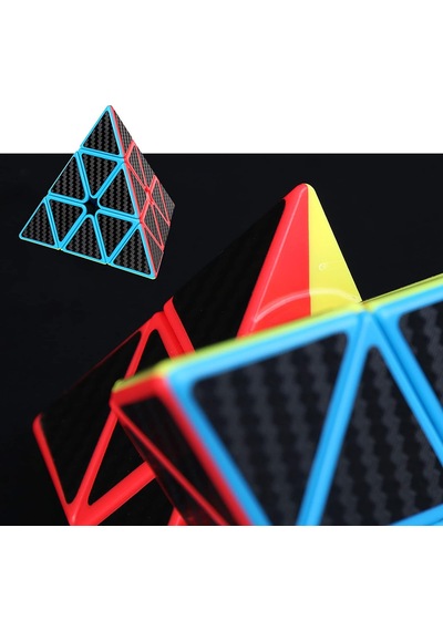 3x3 Piramit Hız Küp Karbon Fiber Etiket Bulmaca Küp 3x3x3 Hız Küp Üçgen Sihirli Küp Bulmaca Oyuncak Sihirli Küp Bulmacalar