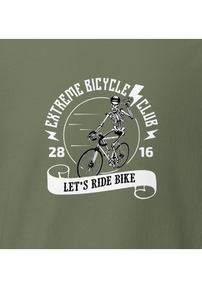 Wildstyle Extreme Bicycle Club Dağ Bisikleti Bisikletçi Kulübü Baskılı Unisex Bisiklet Yaka Pamuklu Tişört Haki