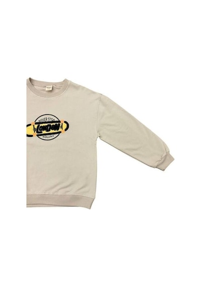 Zekids Erkek Çocuk London İşlemeli Sweatshirt-14233 Taş