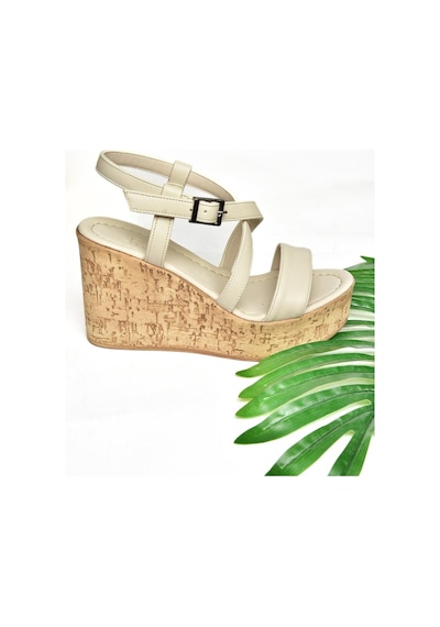Fox Shoes S996054409 Bej Dolgu Topuklu Kadın Ayakkabı