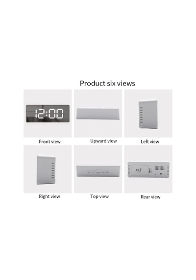 Akıllı Aynalı Dijital Saat Led Göstergeli, Alarm & Termometre, Usb/pil