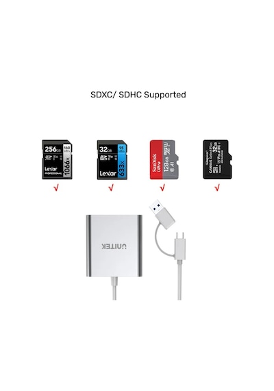 Unıtek Usb-c/a To Hafıza Kart Okuyucu Sd/cf/mıcro Sd 5gbps Y-9313d