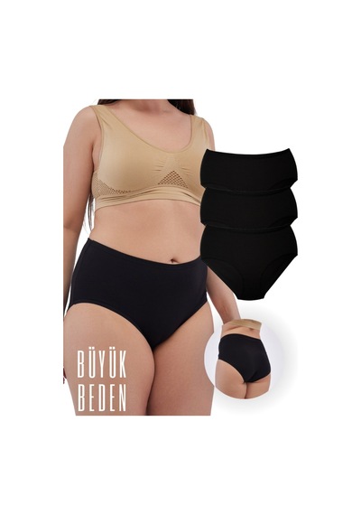 Alya Underwear Kadın Battal Külot - 3 Adet Siyah 8xl, 9xl, 10xl Siyah