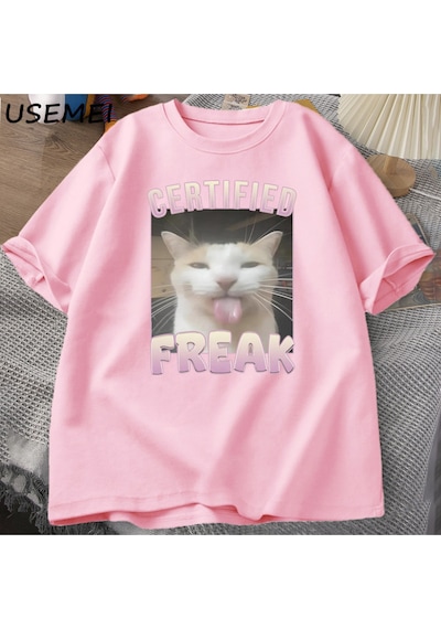 Flood Of Style Sertifikalı Freak Komik Kedi Meme T-shirt Adam Kısa Kollu Tişört Erkek Tshirt Erkek Giysileri Pembe Flood Of Style Sertifikalı Freak Komik Kedi Meme T-shirt Adam Kısa Kollu Tişört Erkek Tshirt Erkek Giysileri Pembe