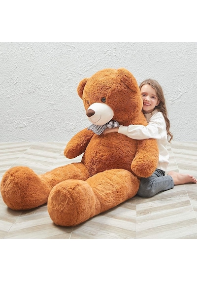 130 Cm Papyonlu Sevimli Peluş Ayı - Sevgiliye Özel Hediye Kahverengi