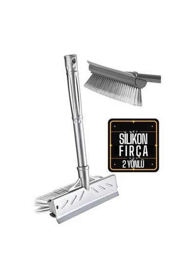Fırçalı Ve Silikon Uçlu Cam Sil Çekçek 2 Yönlü Temizlik Fırçası 35x22 Cm Süpürme Ve Sıyırma Fonk