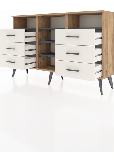 Arges Konsol 5 Raflı 6 Çekmeceli 132x30x83 Çam-antrasit/aytaşı Antrasit/aytaşı Arges Konsol 5 Raflı 6 Çekmeceli 132x30x83 Çam-antrasit/aytaşı Antrasit/aytaşı
