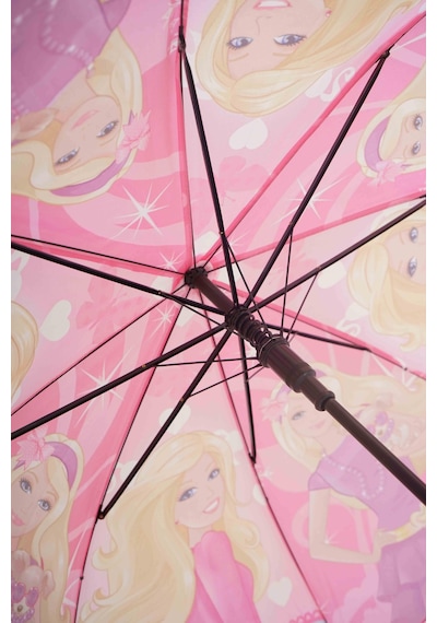 Kız Çocuk Barbie Pvc Kılıflı Otomatik Mekanizmalı Bardak Modelli Düdüklü Şemsiye Pembe