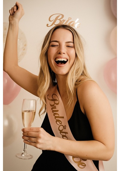 Bride To Be Bekarlığa Veda Partisi Kuşak Saten Somon Rengi Altın Varaklı Yazı Bekarlığa Veda Aksesuarı Diğer