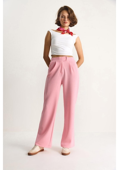 Shade Kadın Beli Cırtlı Rahat Palazzo Pantolon 3826 60261150 - Toz Pembe