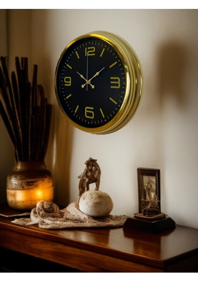 Gold Modern Rakamlı 40 Cm Metal Duvar Saati