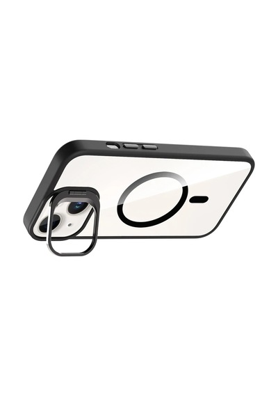 Joko Apple Uyumlu iPhone 15 Remim Lensli Magsafe Standlı Kapak - Siyah