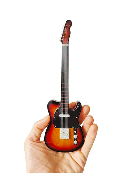 El Yapımı 1/4 Ölçek Minyatür Gitar Fender Telecaster Yellowburst