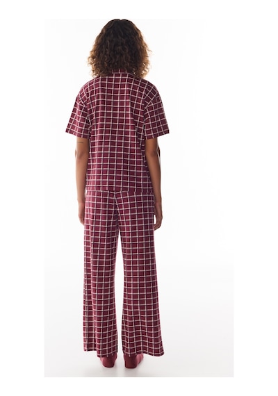 Penti Bordo Harvard Pötikare Desenli Kısa Kollu Gömlek Pantolon Pijama Takımı