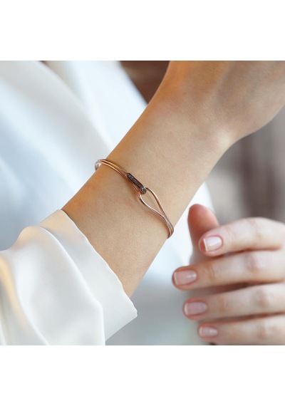 Düğüm Taşlı Rose Gold Kaplama Gümüş Bileklik Gümüş