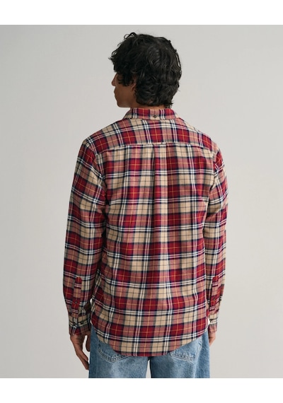 Gant Erkek Regular Fit Düğmeli Yaka Kareli Gömlek-bordo Bordo
