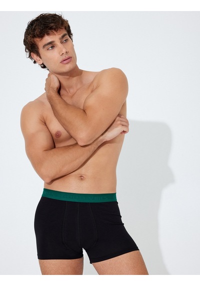 Koton 3'lü Boxer Seti Slogan Baskılı Pamuklu Siyah 5wlm90041mk