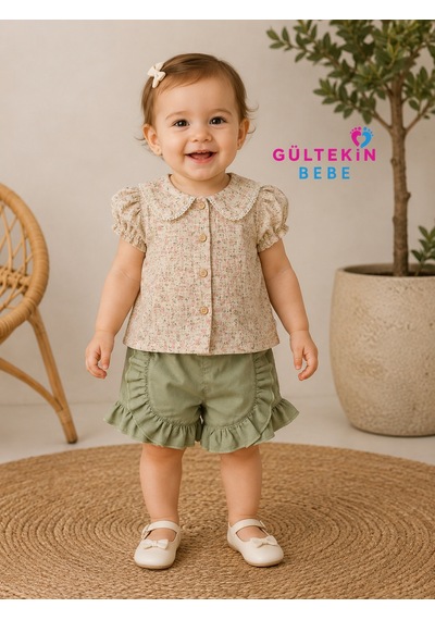 Hippıl Baby Kız Müslin Kumaş İkili Takım 9-24 Aylı -öz0573340 - Bej