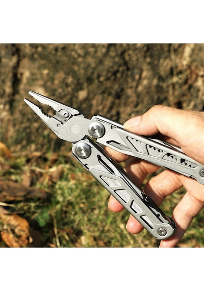 Wolf Multitool Çok Amaçlı Pense Çakı Yıldız Işığı Gümüş Katlanabilir Kamp Ve Edc El Aleti