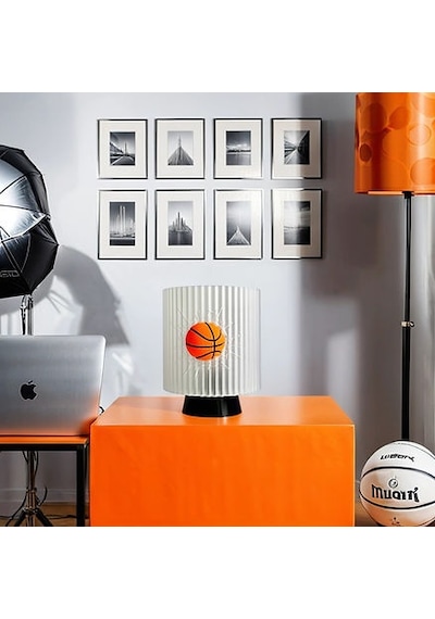 Gece Lambası -basketbol Dekoratif Lamba, Genç Oda, Özel Hediye Çok Rekli - Beyaz
