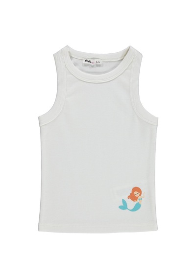 Civil Girls Denizkızı Baskılı Crop Atlet 6-9 Yaş Tişört - Kırık Beyaz