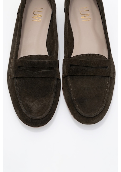 Luvishoes Luvi Shoes F02 Hakiki Deri Kadın Loafer Ayakkabı - Yeşil Süet