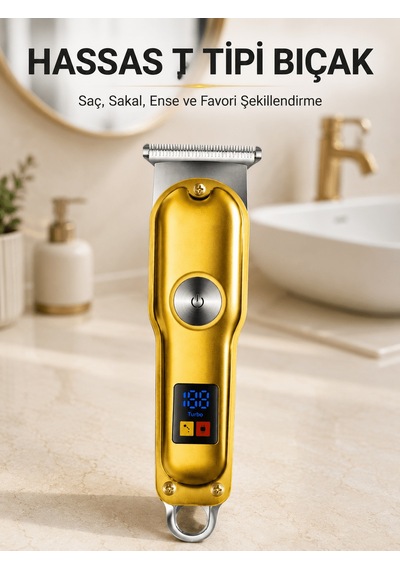 Şarjlı Saç Sakal Kesme Makinesi 1 2 3 Mm Taraklı T Tipi Bıçaklı K