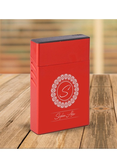 Bk Gift Kişiye Özel Kırmızı Slim Boy Metal Sigara Kutusu-2 Siyah